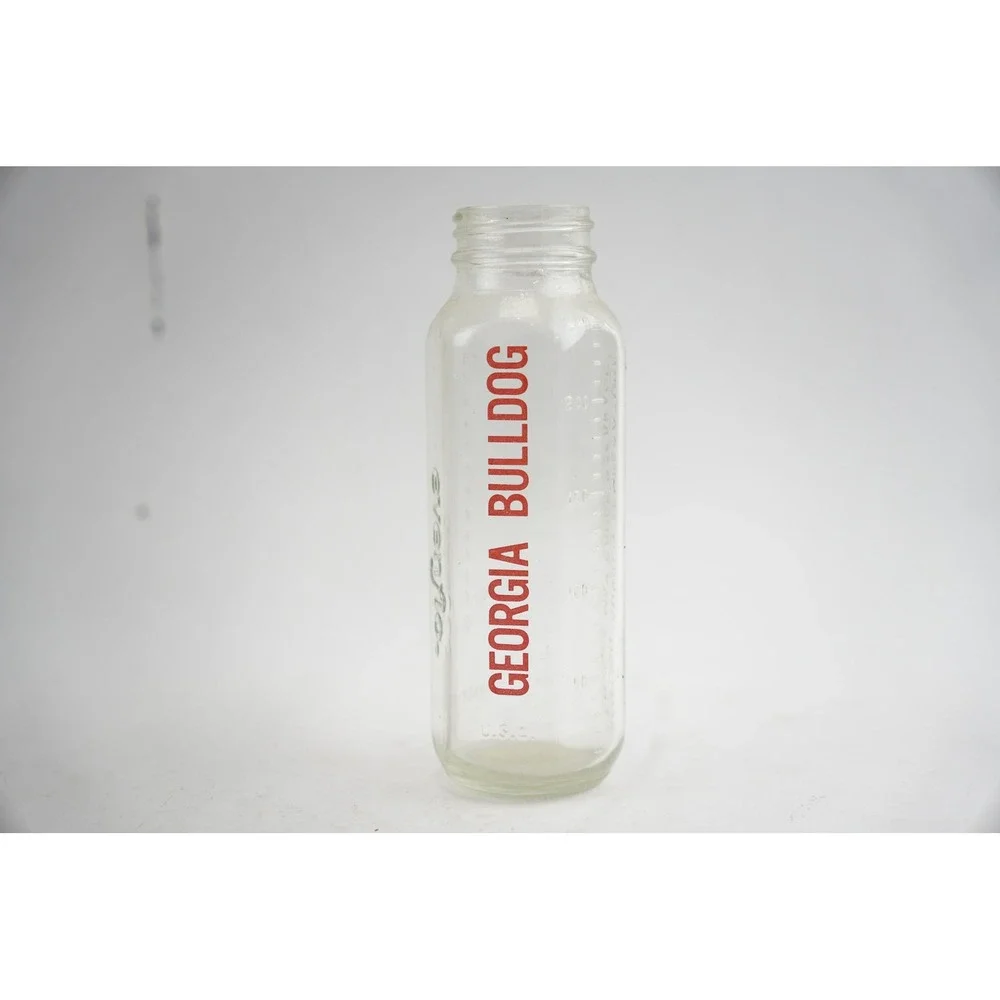 Evenflo‎ Baby Bottle Infant 8oz Clear Georgia Bulldog Vintage Glass